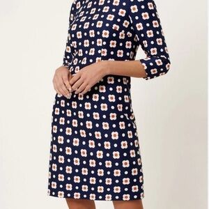 HOBBS London NAVY BLUE TANGERINE DAISY LULA DRESS SZ 8 🟠🟠